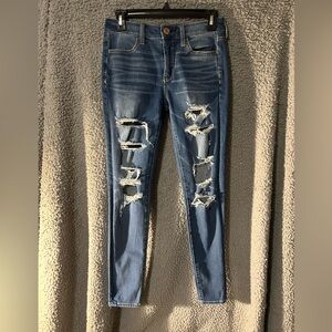 American Eagle Outfitters Ripped Blue Skinny Jeans
